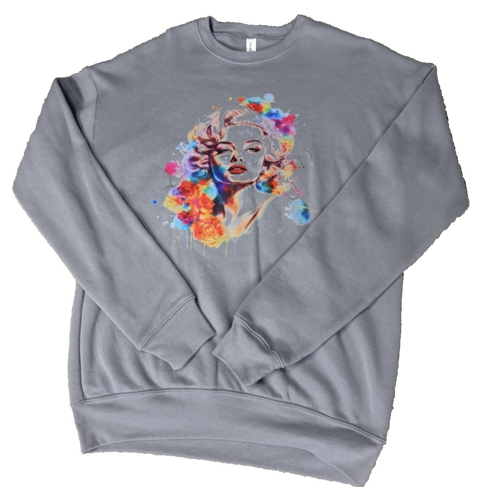 Marilyn Monroe Sweatshirt GRAY Crewneck WOMEN'S SIZE SMALL
